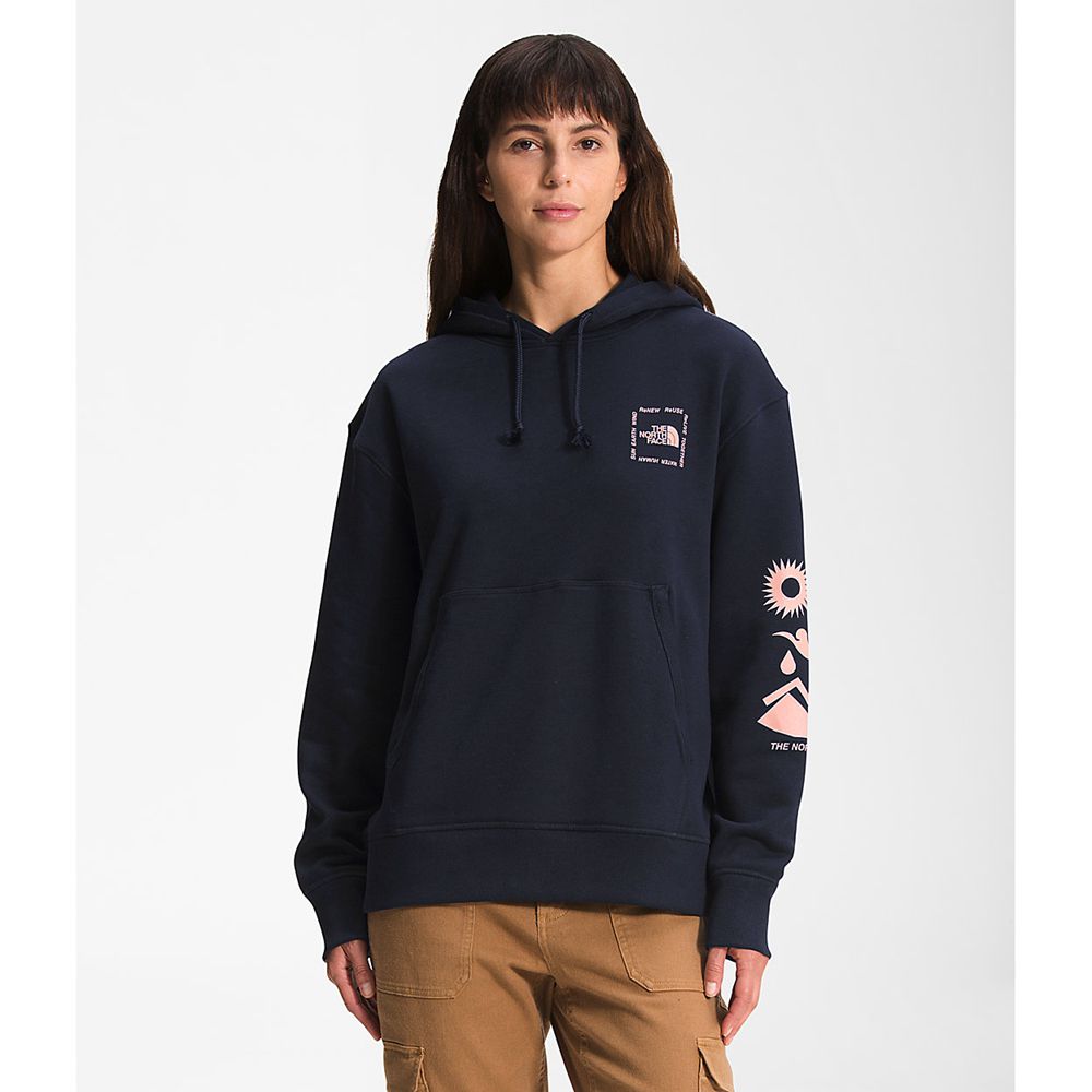 The North Face Hoodie Womens Australia - The North Face Himalayan Bottle Source Pullover Navy (USY-8